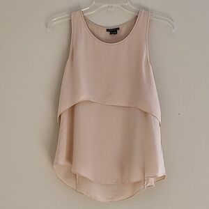 Theory Saleya Sondray Tan Silk Crepe Layered Swing Trapeze Tank Size SP